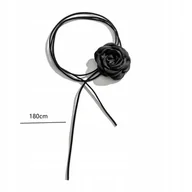 Naszyjniki - 3x Naszyjnik choker ozdobny kwiat na szyję róża na rzemyku elegancki czarny - miniaturka - grafika 1