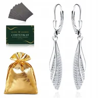 Kolczyki - Srebrne Długie Kolczyki Damskie Wiszące Z Cyrkoniami 925 + Grawer / Prezent - miniaturka - grafika 1