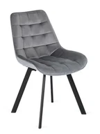 Krzesła - Szare tapicerowane pikowane krzesło z weluru - Flommi - miniaturka - grafika 1