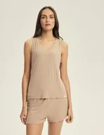 Piżamy damskie - Piżama damska bez rękawów Jenius 3 Esotiq beżowy M - miniaturka - grafika 1