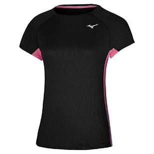 Mizuno Damska koszulka DryAeroFlow bieganie, czarna, S - Koszulki i topy damskie - miniaturka - grafika 1