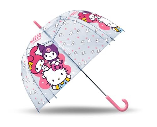 Kids Licensing - Hello Kitty & Friends przezroczysty parasol 46 cm, dzwon 46 cm, Hello Kitty & Friends