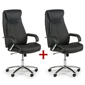 Fotele i krzesła biurowe - B2B Partner Skórzany fotel biurowy Nexus, 1+1 GRATIS, czarny 412169 - miniaturka - grafika 1