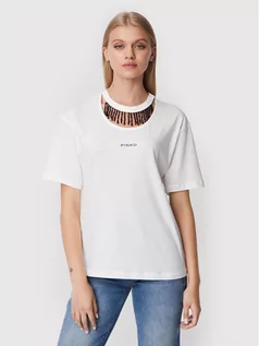 Koszulki i topy damskie - Pinko T-Shirt Tiphanie 1G18AS A06Y Biały Regular Fit - grafika 1