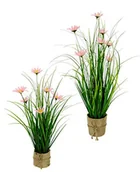 Sztuczne kwiaty - Sztuczna trawa z margerytami w doniczce z juty, kwiaty, trawa stojąca, wiązka trawy, sztuczna roślina, dekoracyjna, sztuczna trawa, sztuczna trawa, krzesiwo trawy, dekoracja - miniaturka - grafika 1