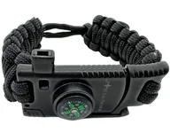 Bransoletki - JB Tacticals Bransoletka Paracord z Regulacją - Czarna - miniaturka - grafika 1