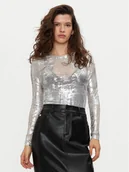 Bluzki damskie - Noisy May Bluzka Lucia 27032152 Srebrny Slim Fit - miniaturka - grafika 1