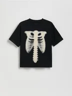 Koszulki dla chłopców - Reserved - Bawełniany t-shirt oversize - czarny - miniaturka - grafika 1