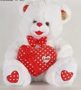 Biały Miś Z Sercem W Kropki Wielki - Maskotki i pluszaki - miniaturka - grafika 1