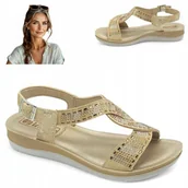 Sandały damskie - Sandały Damskie Eleganckie 40 INBLU Regulowane Lekkie Wygodne niski koturn - miniaturka - grafika 1