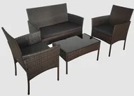 Meble ogrodowe - Zestaw mebli ogrodowych z technorattanu stół, sofa, krzesła dla 4 osób Luiza brąz - miniaturka - grafika 1