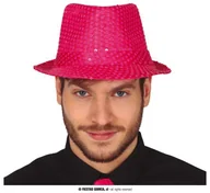 Dodatki do strojów karnawałowych - Kapelusz Gangsterski Z Cekinami Różowy Neonowy Halloween Dodatek Do Stroju Przebrania - miniaturka - grafika 1