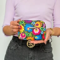 Kosmetyczki, organizery i kuferki - Mała kosmetyczka folk - wzory łowickie - czarna Folkstar - miniaturka - grafika 1