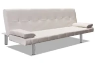 Sofy i kanapy - Kremowa kanapa rozkładana z ekoskóry C1-S10 - miniaturka - grafika 1