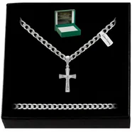 Naszyjnik Męski Srebrny Krzyż Próba 925 Dla Niego