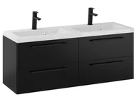 Szafki łazienkowe - Szafka Wisząca Z Umywalką RON 120 cm DUO - Czarny Mat - Uchwyty Czarne Matowe - miniaturka - grafika 1