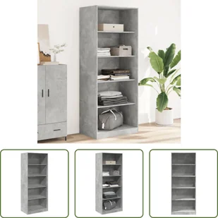 The Living Store Szafa betonowa szara 80x50x200 cm materiał drewnopochodny - Szafy - miniaturka - grafika 1