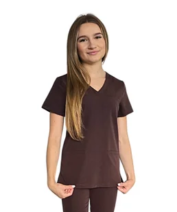 Bluza medyczna czekoladowa basic premium roz. 3XL - Bluzy damskie - miniaturka - grafika 1