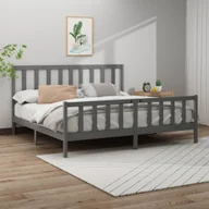Łóżka - Łóżko z litego drewna sosna szara 200x200 cm - miniaturka - grafika 1