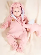 Pajacyki dla niemowląt - Dziewczęcy pajac dresowy z podszewką w kwiatki Nicol,r.80 - miniaturka - grafika 1