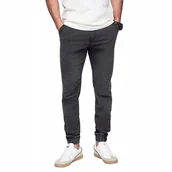 Spodnie męskie - Spodnie męskie JOGGERY jeansowe z efektem sprania szare V3 OM-PADJ-0267 XL - Ombre - miniaturka - grafika 1