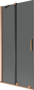 Mexen Velar parawan nawannowy 2-skrzydłowy rozsuwany 95 x 150 cm, grafit, miedź szczotkowana - 896-095-000-41-65 - Parawany nawannowe - miniaturka - grafika 1