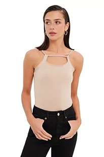 Trendyol Damskie body z dzianiny o jednolitym kroju, BEŻOWY, S - Body - miniaturka - grafika 1
