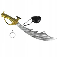 Dodatki do strojów karnawałowych - Miecz Pirata Szabla 49Cm Strój Pirat + Opaska I Koczyk - miniaturka - grafika 1