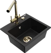 Zlewozmywaki z baterią - Mexen Milo zlewozmywak granitowy 1-komorowy z baterią kuchenną Duero, czarny - 6505-77-671600-50 - miniaturka - grafika 1