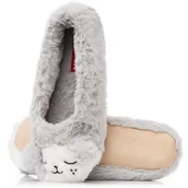 Kapcie damskie - Szare kapcie damskie w postaci kotka miękka antyposlizgowa podeszwa r.36/37 - miniaturka - grafika 1