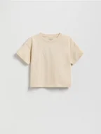 Bluzki dla niemowląt - Reserved - Bawełniany t-shirt - beżowy - miniaturka - grafika 1