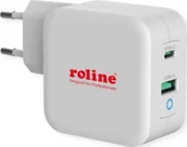 Kable - Kabel zasilający Roline Ładowarka USB ROLINE z wtyczką Euro, 2 porty Typ-A QC3.0, Typ-C PD, 65W - miniaturka - grafika 1