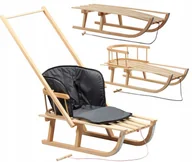 Sanki i ślizgacze - POLSKIE SANKI DREWNIANE MATERACYK GRAFITOWY Tradycyjne Oparcie Pchacz - miniaturka - grafika 1