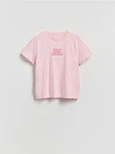 Koszulki i topy damskie - Reserved - T-shirt z napisem - różowy - miniaturka - grafika 1