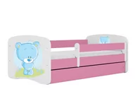 Łóżka dla dzieci i młodzieży - Łóżko dla dziecka, barierka, Babydreams, niebieski miś, różowe - miniaturka - grafika 1
