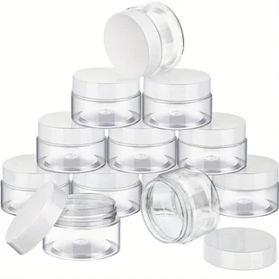 TEMU 12 szt./24 szt./48 szt. 20 gram pusty przezroczysty plastikowy słoik z pokrywkami, małe pojemniki próbne do makijażu, okrągły słoik kosmetyczny - Pozostałe akcesoria kosmetyczne - miniaturka - grafika 1