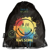 Torby szkolne - PASO Worek Na Buty Sportowy Gimnastyczny Smiley World Czarny - miniaturka - grafika 1
