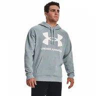 Bluzy sportowe męskie - Męska bluza dresowa nierozpinana z kapturem UNDER ARMOUR UA Rival Fleece Big Logo HD - szara - miniaturka - grafika 1