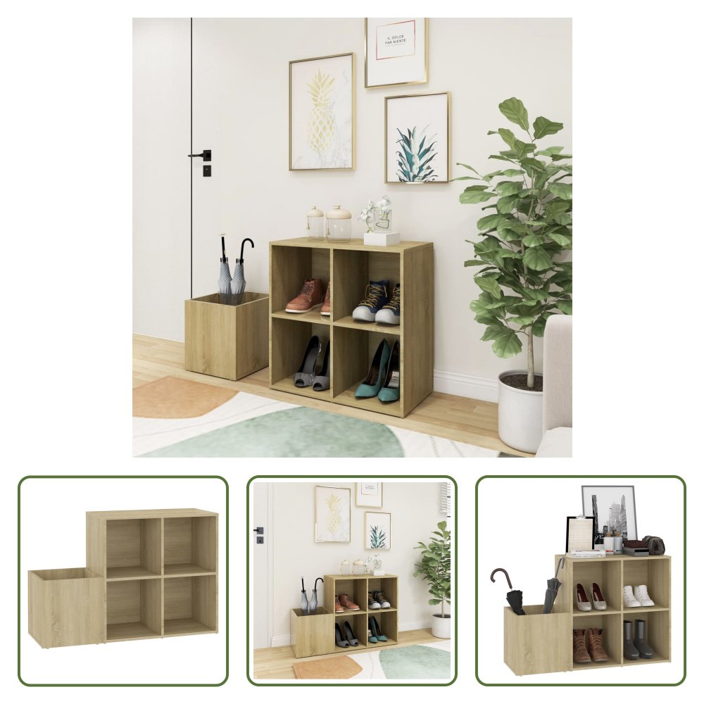 The Living Store Szafka na buty do przedpokoju dąb sonoma 105x35,5x70 cm materiał drewnopochodny