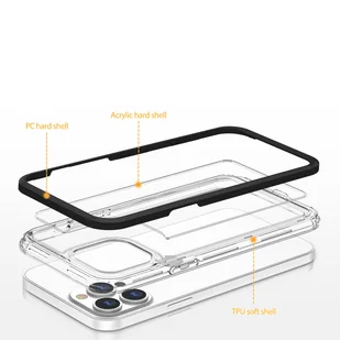 Clear 3in1 etui iPhone 14 Pro silikonowy pokrowiec z ramką czarne - Etui i futerały do telefonów - miniaturka - grafika 4