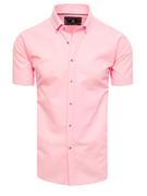 Koszule męskie - Koszula męska z krótkim rękawem różowa Dstreet KX0994 - miniaturka - grafika 1