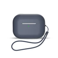 Akcesoria do słuchawek - Silikonowe etui do słuchawek AirPods 3 + pasek smycz na nadgarstek niebieskie - miniaturka - grafika 1