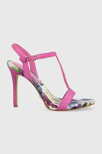 Sandały damskie - Guess sandały zamszowe FACY kolor różowy FL6FAC SUE03 - grafika 1