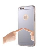 Etui i futerały do telefonów - iPhone 5, 5s lustro, mirror, silikonowe elastyczne TPU, srebrne - miniaturka - grafika 1