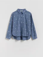 Bluzki dla dziewczynek - Reserved - Wzorzysta koszula z bawełny - jasnoniebieski - miniaturka - grafika 1