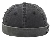 Czapki i chusty sportowe męskie - Czapka Męska DOKERKA Krótka Leonka CZARNA Vintage Bawełniana - miniaturka - grafika 1