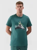 Koszulki sportowe męskie - Męski tshirt z nadrukiem 4F 4FRAW24TTSHM2301 - zielony - miniaturka - grafika 1
