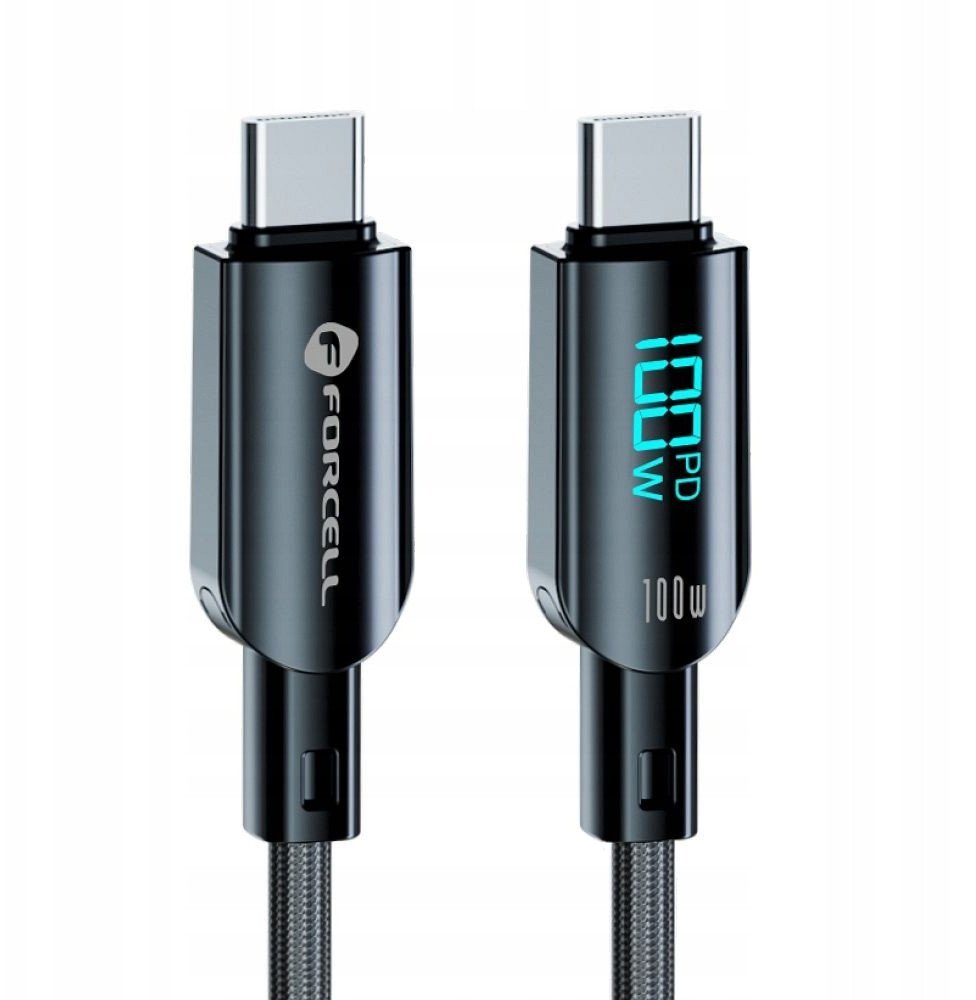 Kabel USB C do USB C Forcell F-Energy QC4.0 PD 5A 100W Digital 1,2 m C277 czarny