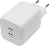 Ładowarki do telefonów - Ładowarka sieciowa, zasilacz GaN 2x USB-C PD 3.0 max. 65W, Biała - miniaturka - grafika 1