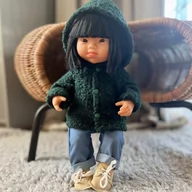 Lalki dla dziewczynek - Miniland Wełniana Kurtka Butelkowa Zieleń dla lalki 38cm - miniaturka - grafika 1